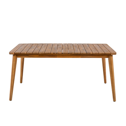 Acacia Wood Dining Table 6-Person Outdoor Table, Farmhouse Furniture for Patio, Garden, Backyard, Teak 180 LBS Weight Capacity 63'L