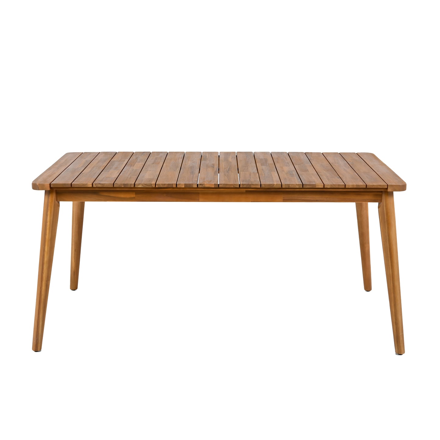 Outdoor Dining Set with Acacia Wood Table and 4 Chairs, Washable Waterproof Cushions, Slatted Tabletop for Patio Garden, Beige FredCo