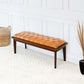 Arden Tan Leather Bench With Buttons FredCo