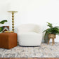 Mina Modern Boucle Swivel Chair with Sturdy Frame in White FredCo