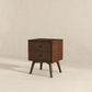 Mid-Century Modern Caroline Night Stand 2-Drawer Dark Brown Solid Wood 23.6'H x 17.7'W x 15.7'D for Bedroom, Closet, Dorm FredCo