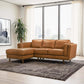 Chase Genuine Leather Sectional Left Facing Sofa Tan Leather 90.90 inches FredCo