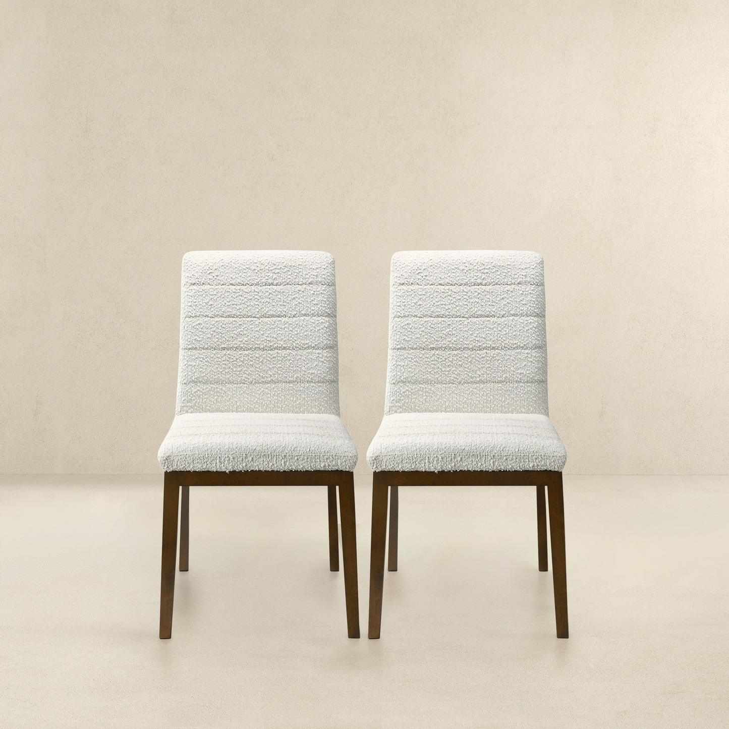 Ines Modern White Boucle Dining Chair (Set of 2) with Solid Wood Base and Foam Padding 35.8'H x 18.9'W x 24'D FredCo