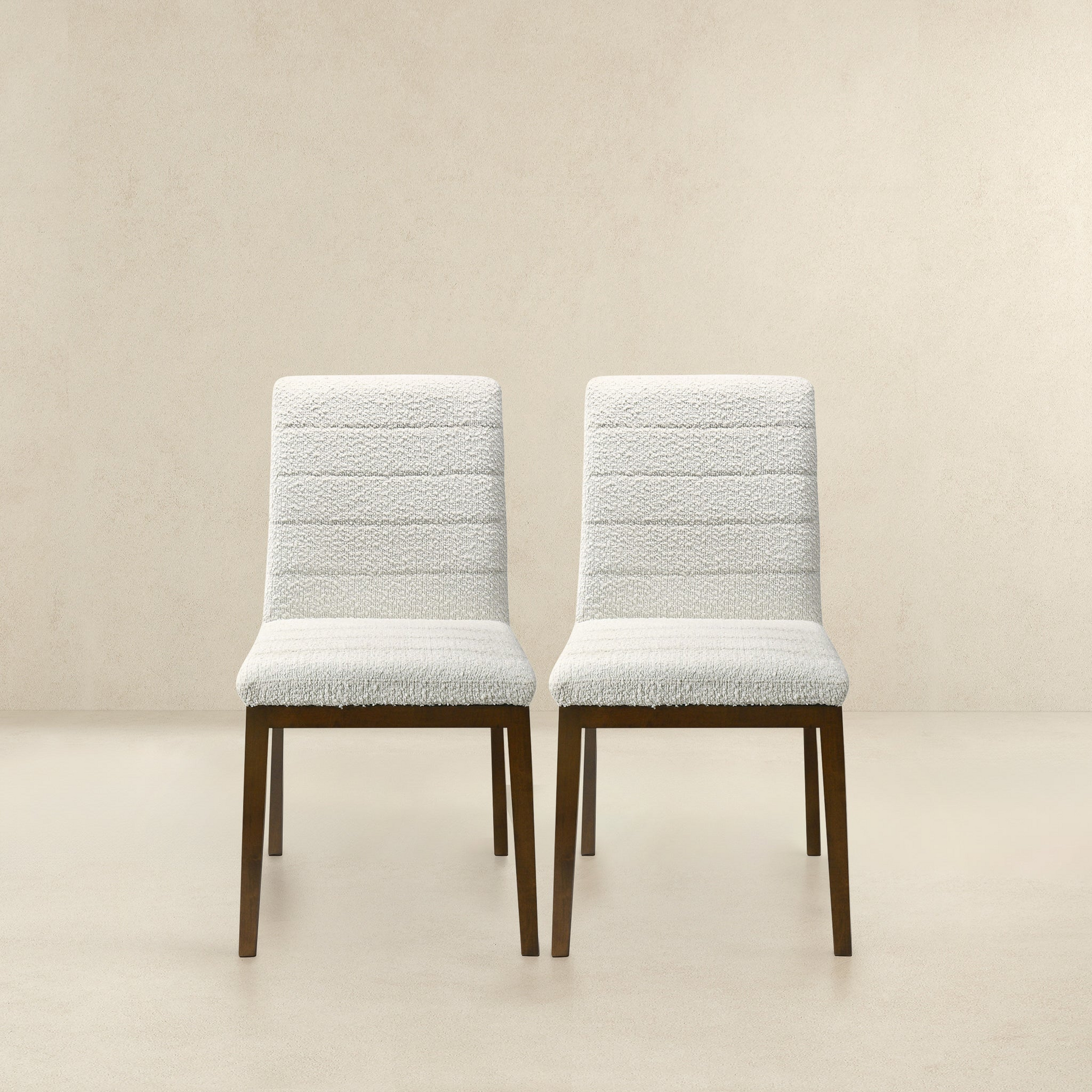 Ines Modern White Boucle Dining Chair (Set of 2) with Solid Wood Base and Foam Padding 35.8'H x 18.9'W x 24'D FredCo