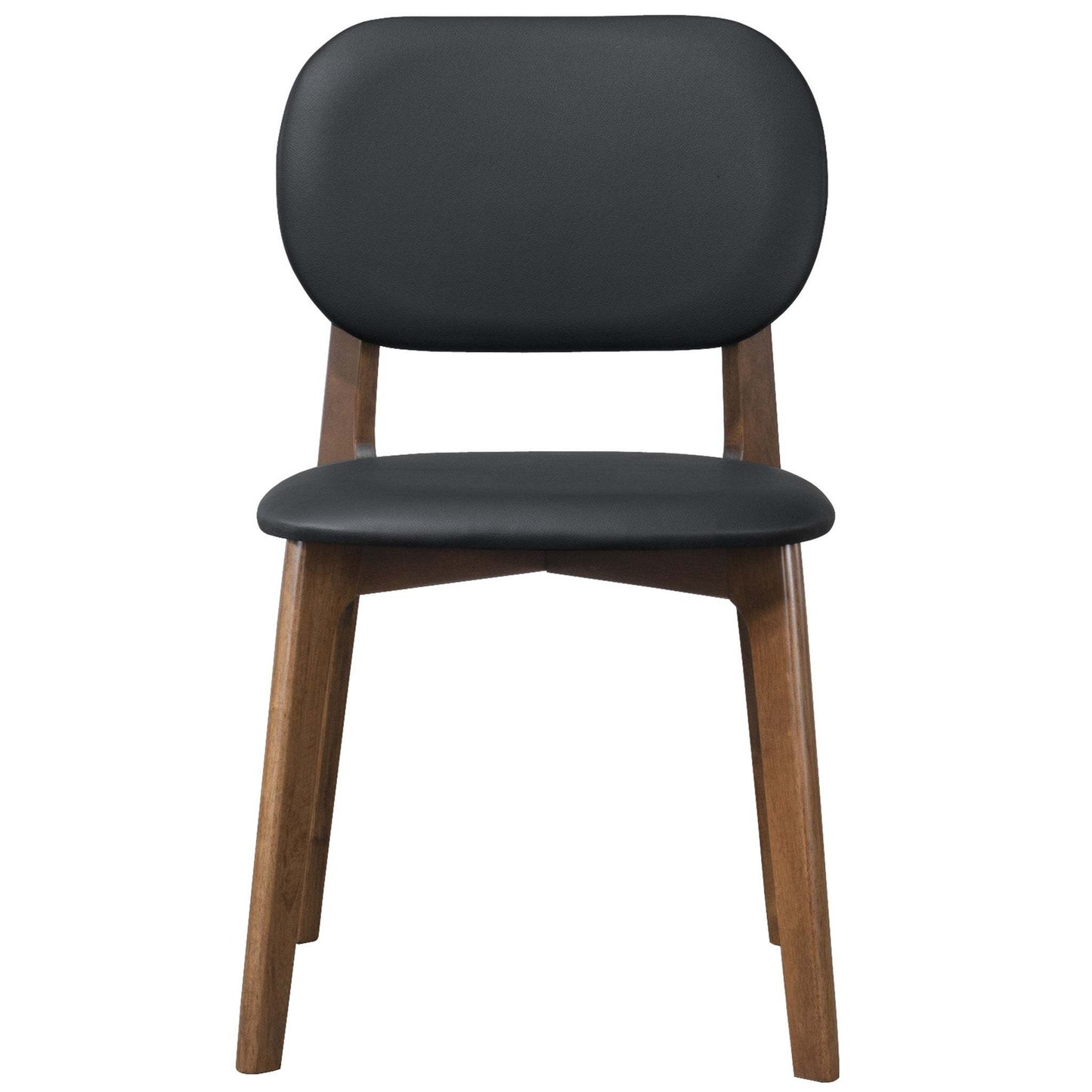 Modern black upholstered dining chair with wooden legs, FredCo International furniture