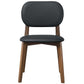 Modern black upholstered dining chair with wooden legs, FredCo International furniture
