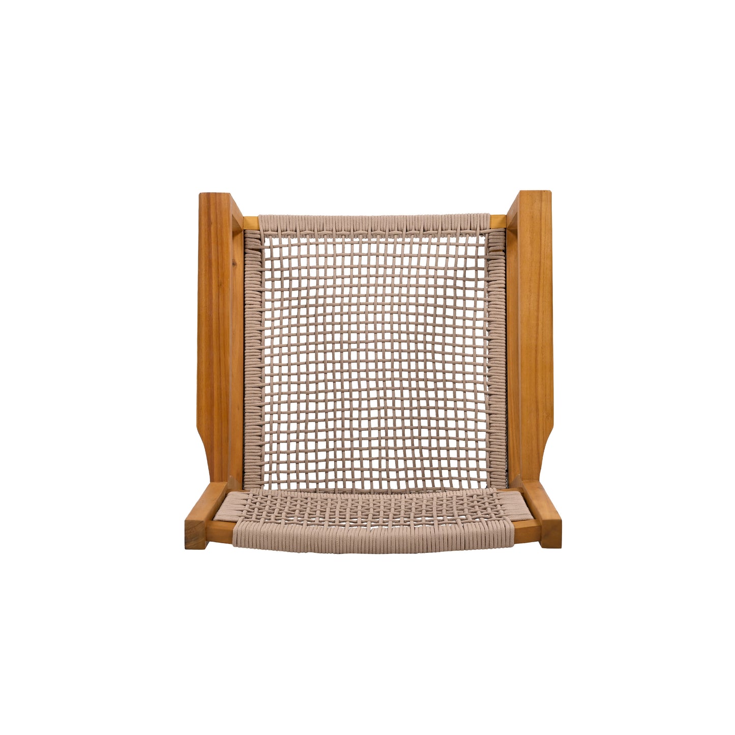 Outdoor Dining Chair Set of 2, Patio Chairs, Teak Acacia Wood, Light Brown Rope FredCo