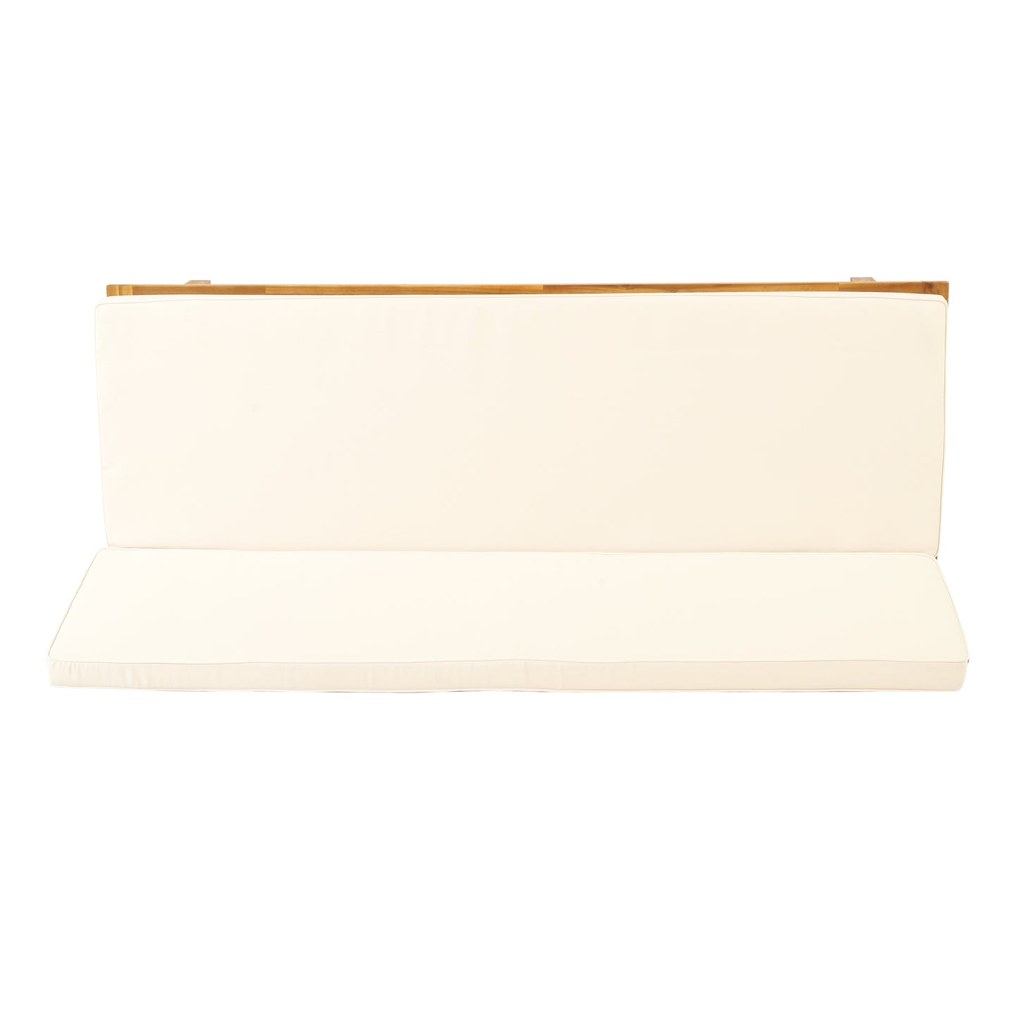 Outdoor Elegance Daybed with Convertible Design, Beige Cushion, Acacia Wood Frame FredCo