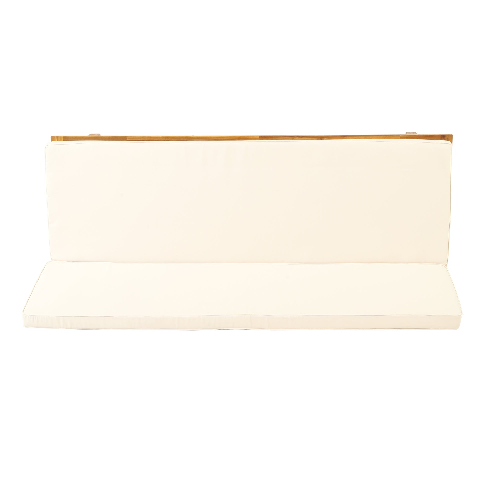 Outdoor Elegance Daybed with Convertible Design, Beige Cushion, Acacia Wood Frame FredCo