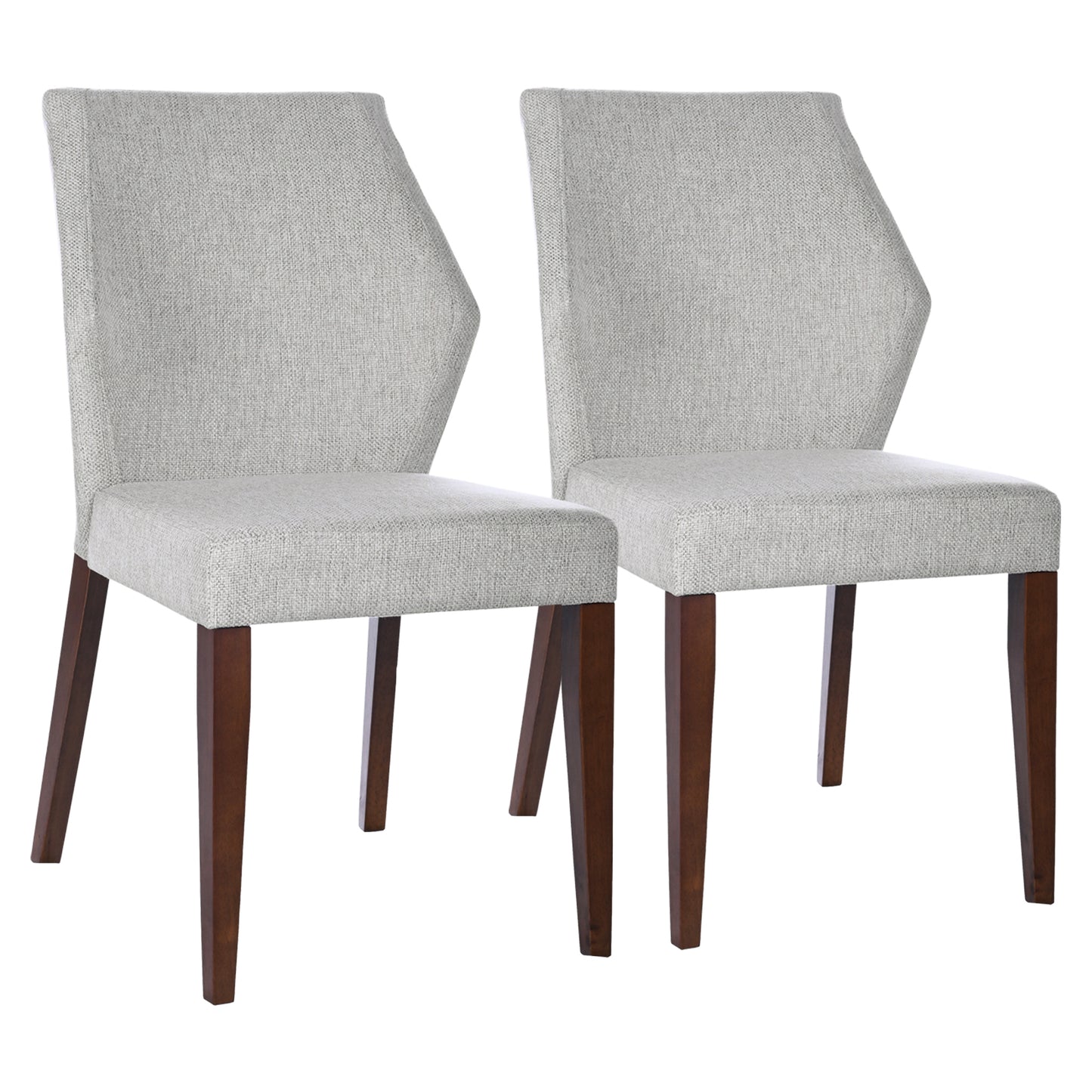 Luca Light Grey Fabric Dining Chair Set Of 2 - Comfortable Seating with Solid Wood Frame FredCo