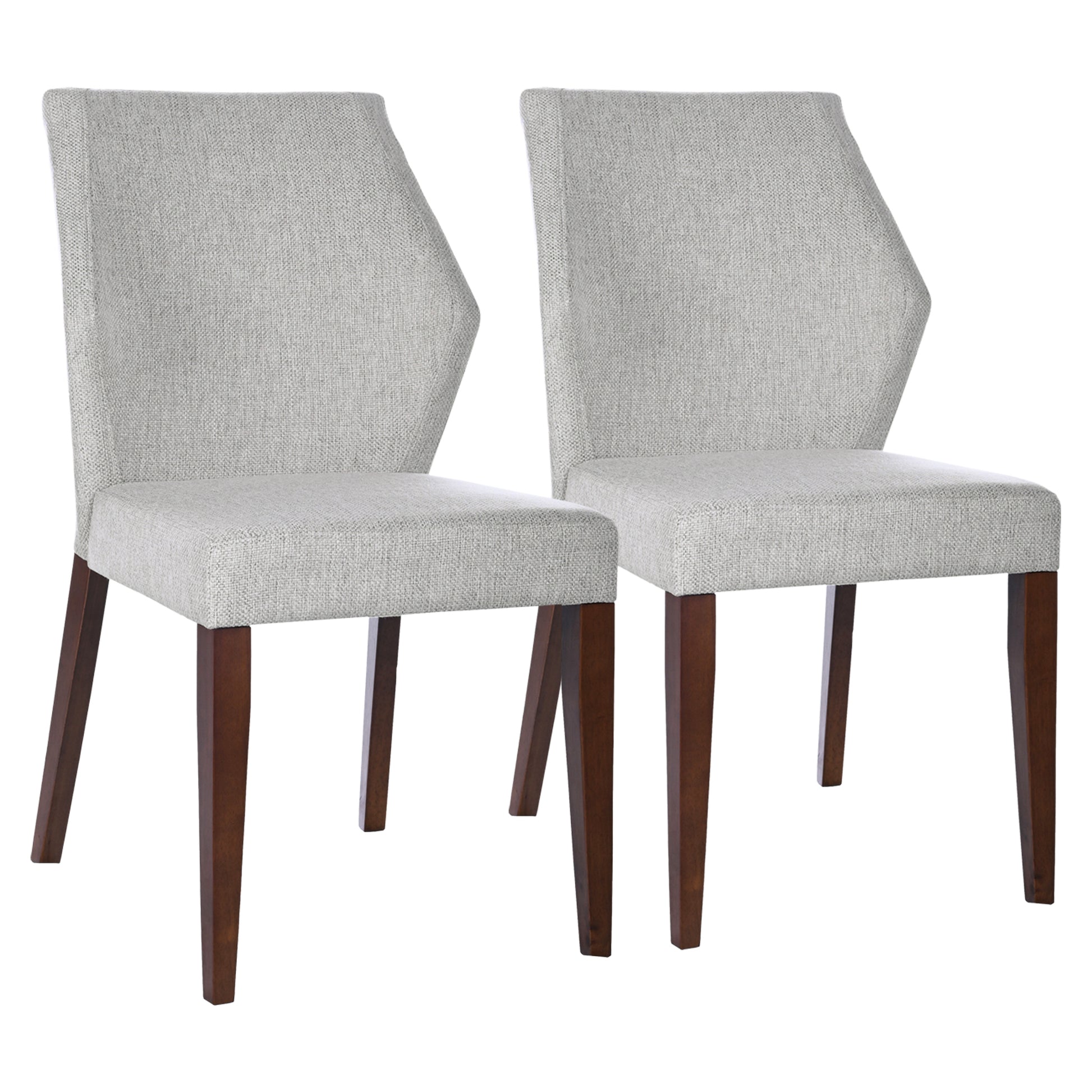Luca Light Grey Fabric Dining Chair Set Of 2 - Comfortable Seating with Solid Wood Frame FredCo