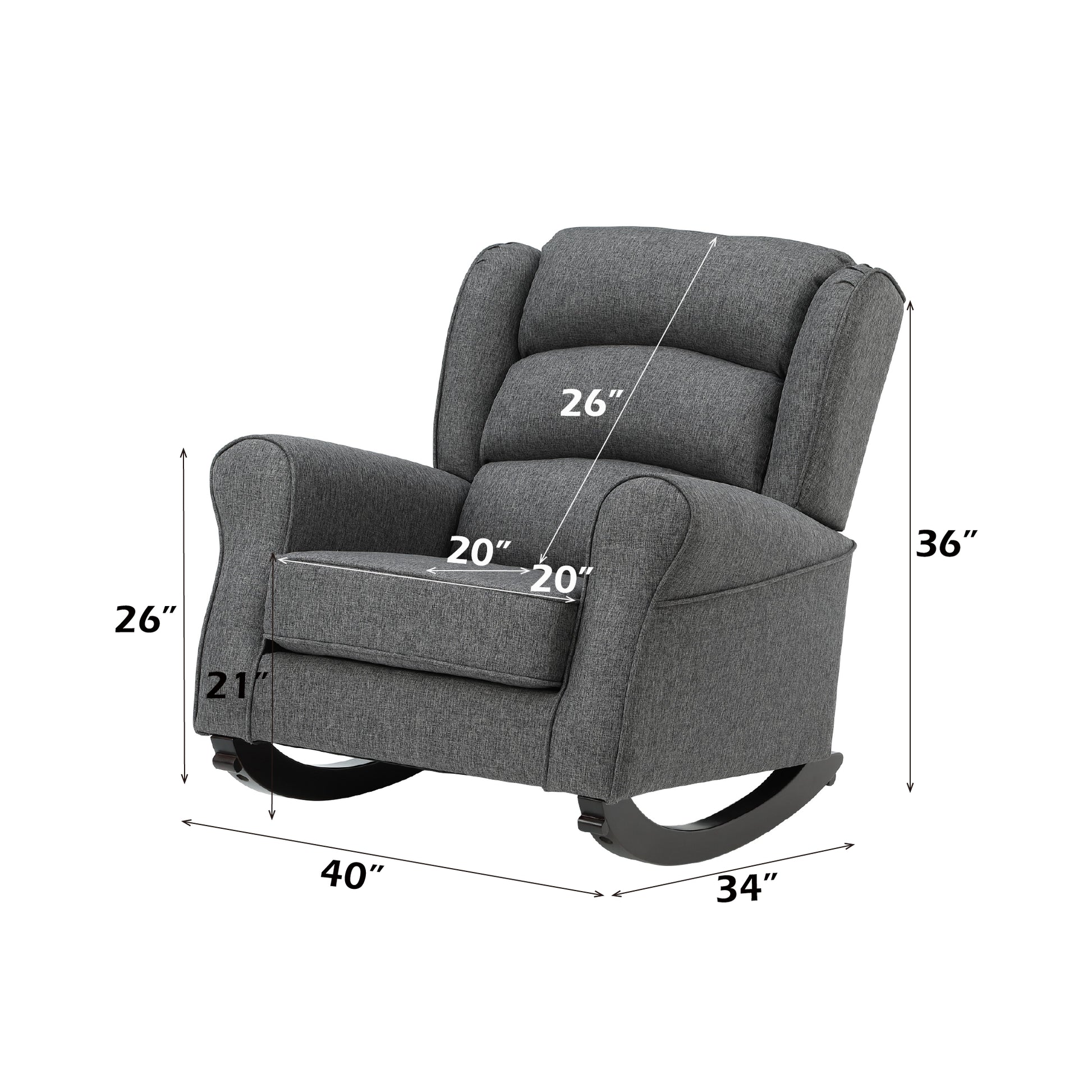 Fabien Gray Fabric Rocking Chair FredCo