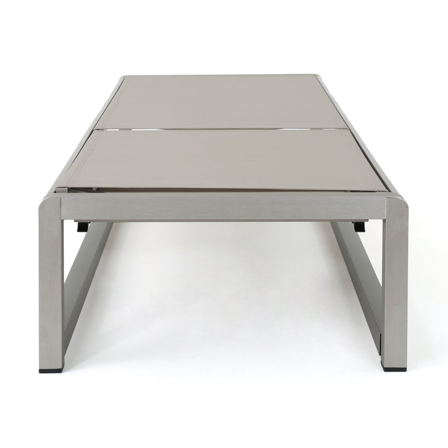 Outdoor Chaise Lounge Set of 2 with Adjustable Aluminum Frame and Textilene Mesh Seating in Grey FredCo