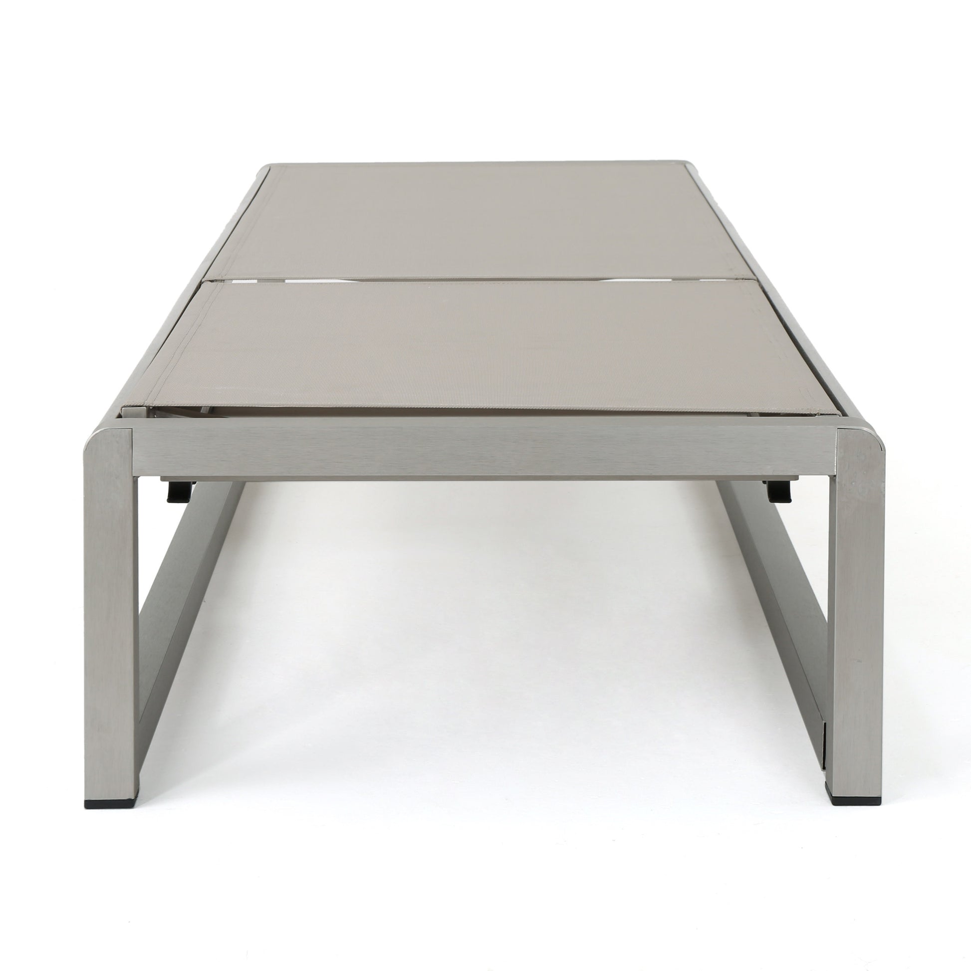 Outdoor Chaise Lounge Set of 2 with Adjustable Aluminum Frame and Textilene Mesh Seating in Grey FredCo