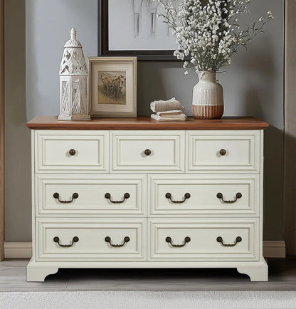 Farmhouse 7 Drawers Dresser for Bedroom, Rustic Chest of Drawers FredCo