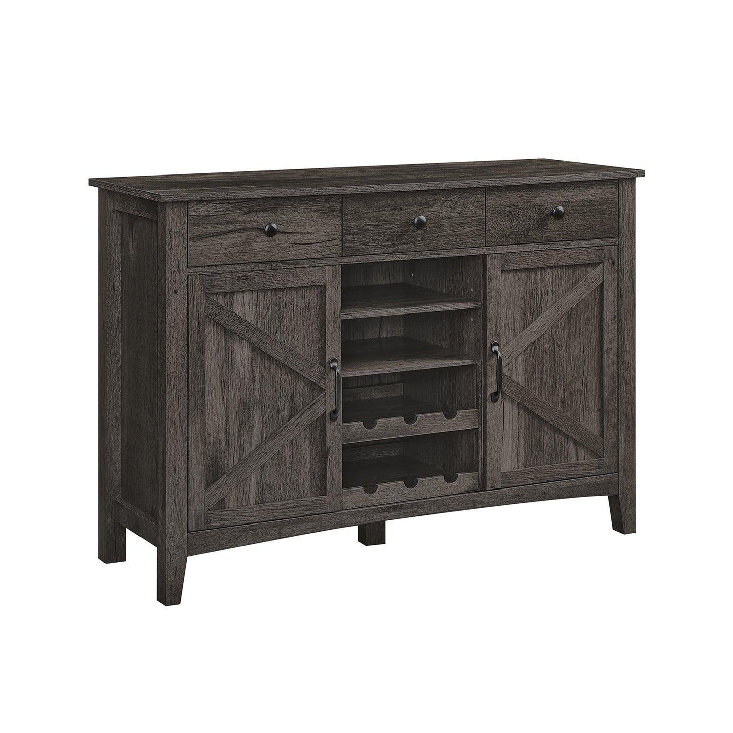 Farmhouse Buffet Cabinet with Wine Rack Stone Gray FredCo