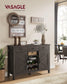 Farmhouse Buffet Cabinet with Wine Rack Stone Gray FredCo