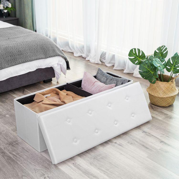 Faux Leather Folding Ottoman FredCo