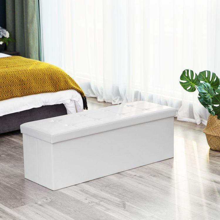 Faux Leather Folding Ottoman FredCo