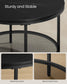 Faux Marble Round Coffee Table Marble Black and Ink Black FredCo