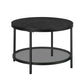 Faux Marble Round Coffee Table Marble Black and Ink Black FredCo