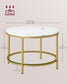 Faux Marble Round Coffee Table Marble White and Pale Gold FredCo