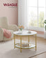 Faux Marble Round Coffee Table Marble White and Pale Gold FredCo