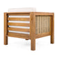 Outdoor Club Chair Set of 2, Acacia Wood Frame with Wicker Armrest and Beige Cushions,400 lbs Capacity FredCo