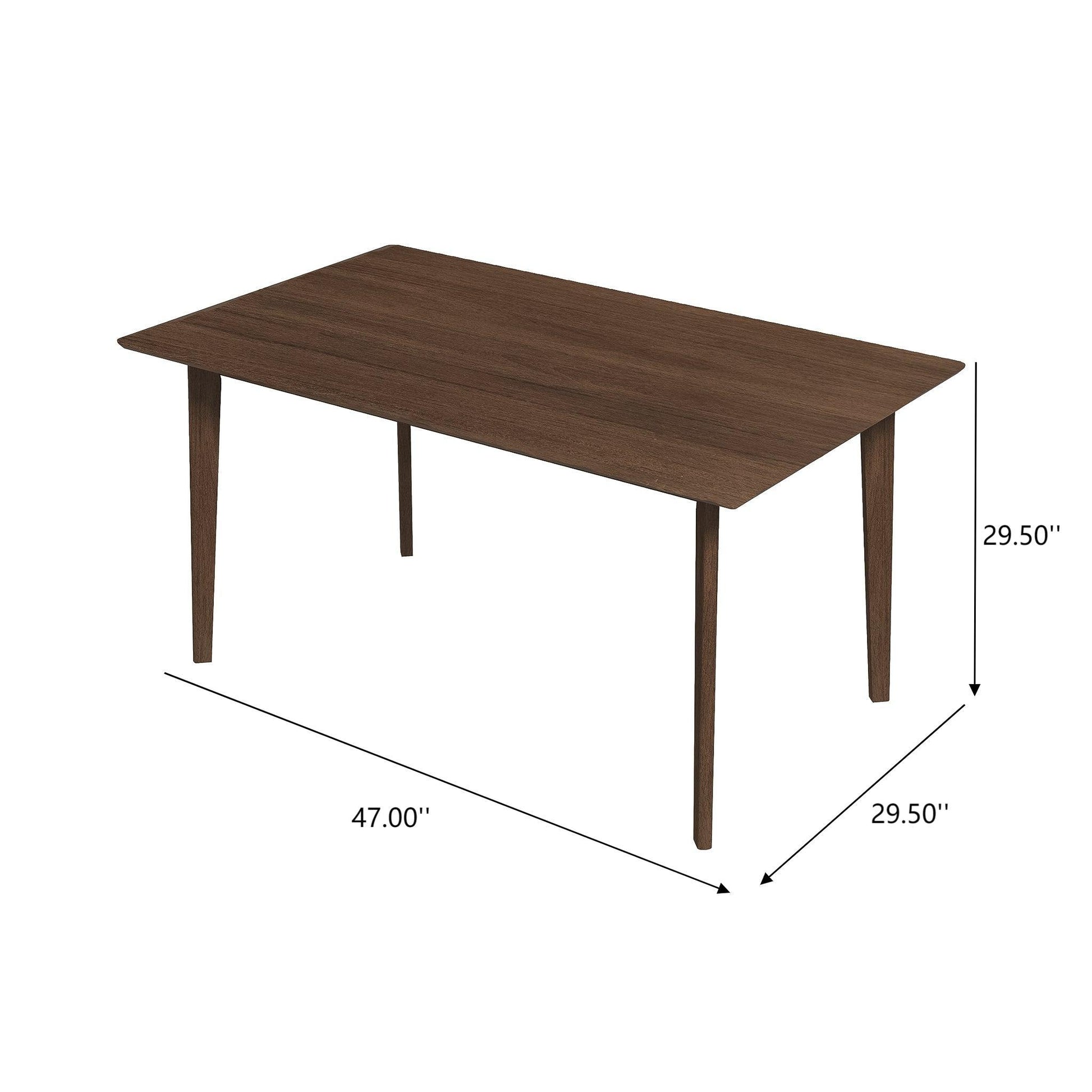 Rectangular wooden dining table with measurements 47 x 29.5 x 29.5 inches, FredCo International