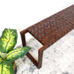 Christina Mid-Century Modern Tan Leather Bench with Solid Wood Frame and Tapered Legs 18.5'H x 55'W x 15.7'D for Living Room Bedroom Waiting Room FredCo
