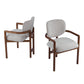 Dining Chairs Set of 2 Upholstered Arm Chairs, Rubber Wood Accent Chairs Beige Fabric Seating, 300 LBS Weight Capacity FredCo