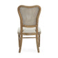Classic Retro Dining Chair Set of 2 with Rattan Backrest, Dark Brown Rubberwood Frame, Beige Fabric Cushion FredCo