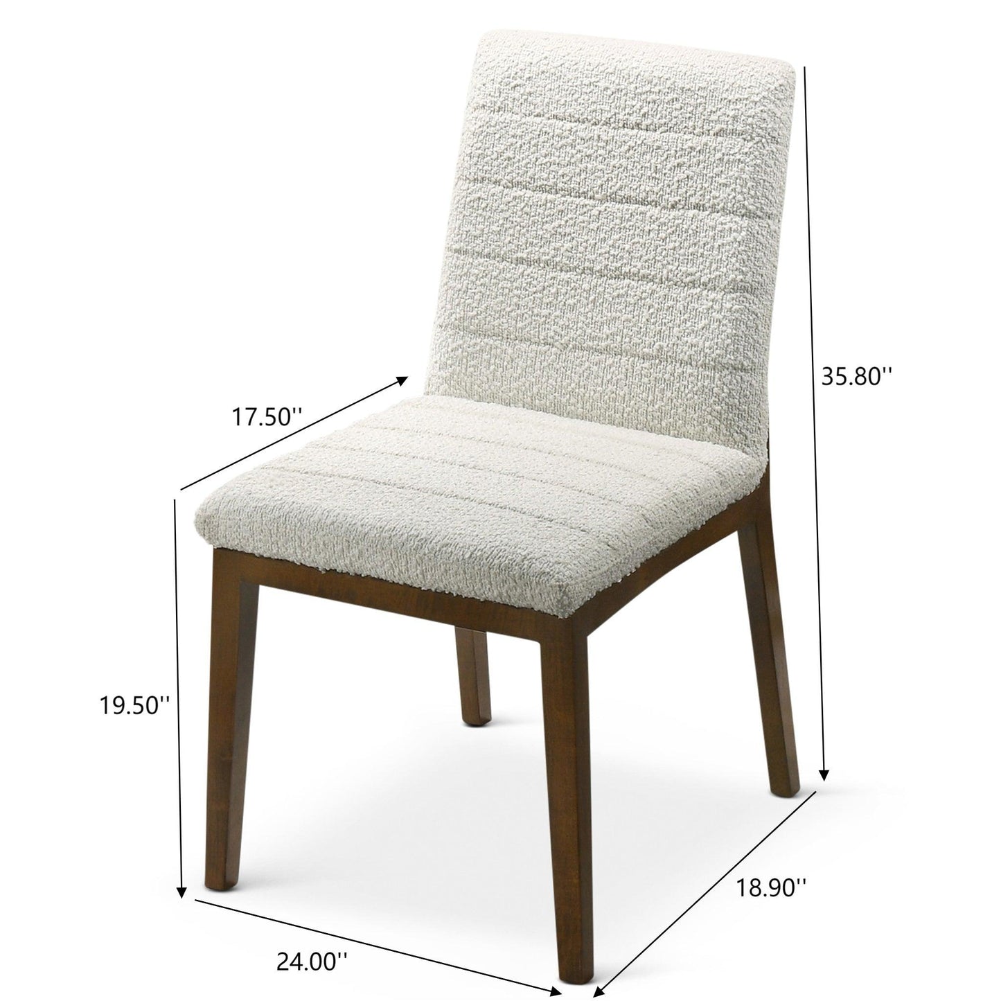 Ines Modern White Boucle Dining Chair (Set of 2) with Solid Wood Base and Foam Padding 35.8'H x 18.9'W x 24'D FredCo