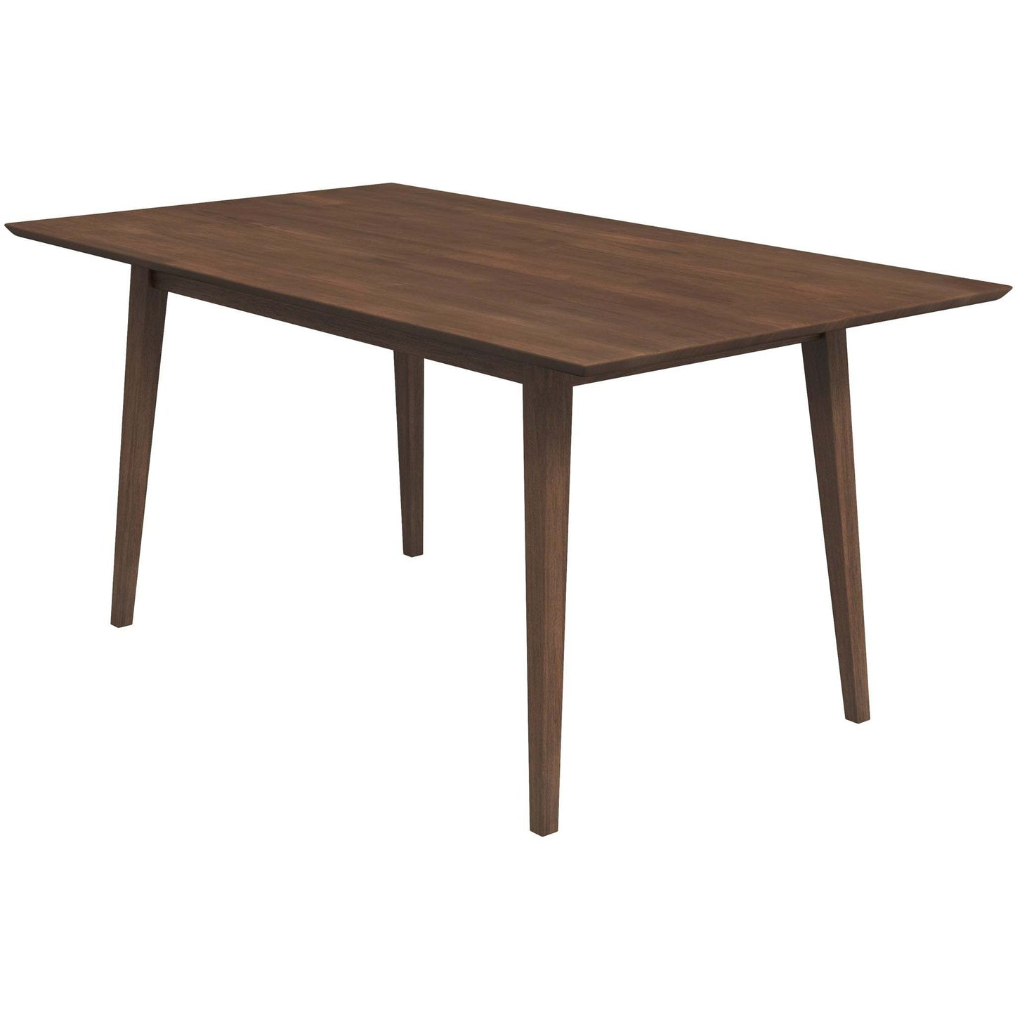 Mid-century modern rectangular wooden dining table with angled legs, FredCo International furniture.