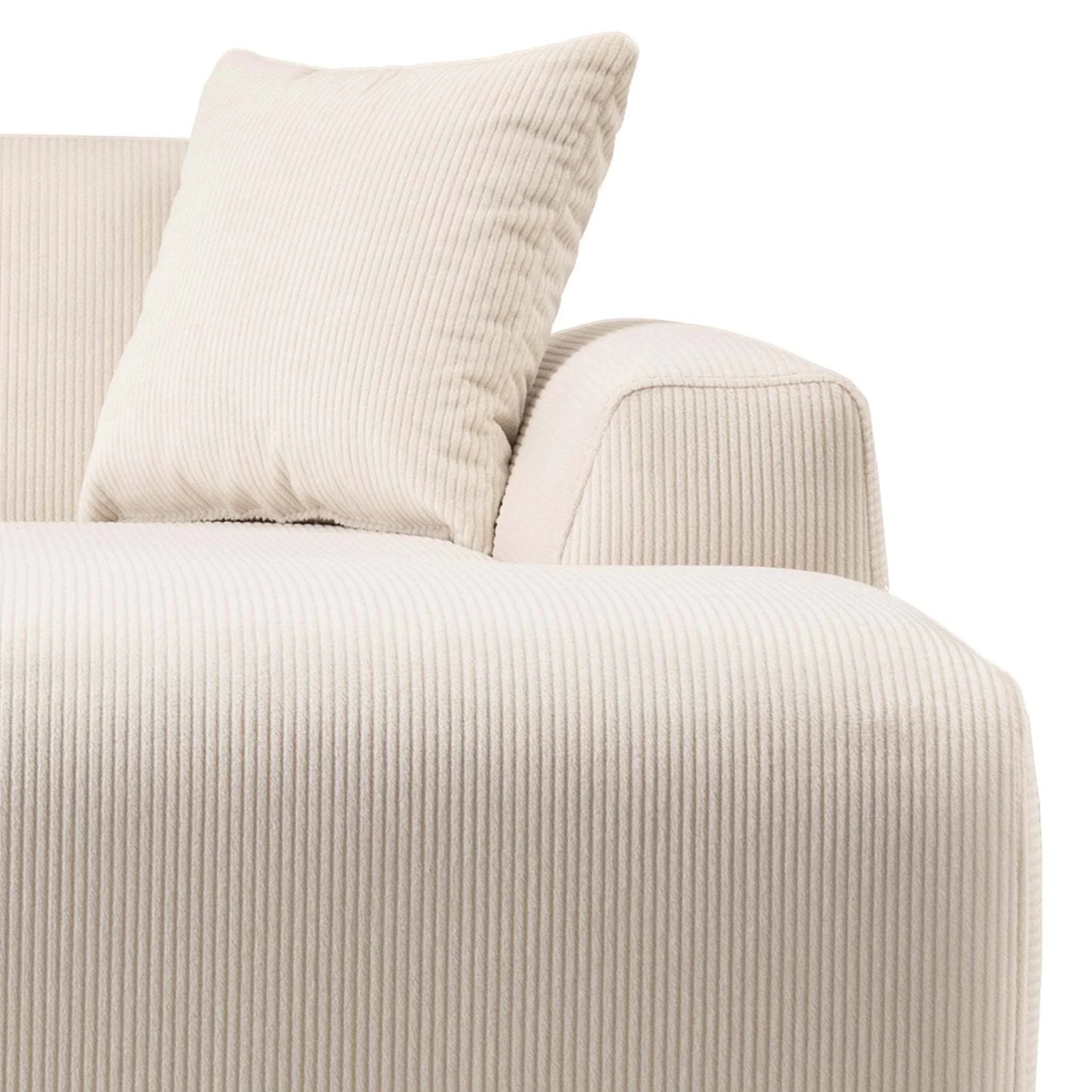 Beige corduroy sofa with matching cushion, modern living room furniture from FredCo International