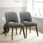 Modern Blake Dark Grey Fabric Dining Chair (Set of 2) with Walnut Wood Base 33.7'H x 19.3'W x 24.8'D FredCo
