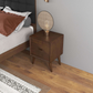 Alexandra Mid-Century Modern Night Stand with 2 Drawers in Walnut Brown Solid Wood 24.8'H x 17.7'W x 15.7'D FredCo