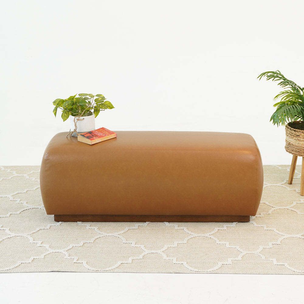 Kelvin Vegan Tan Leather Bench FredCo