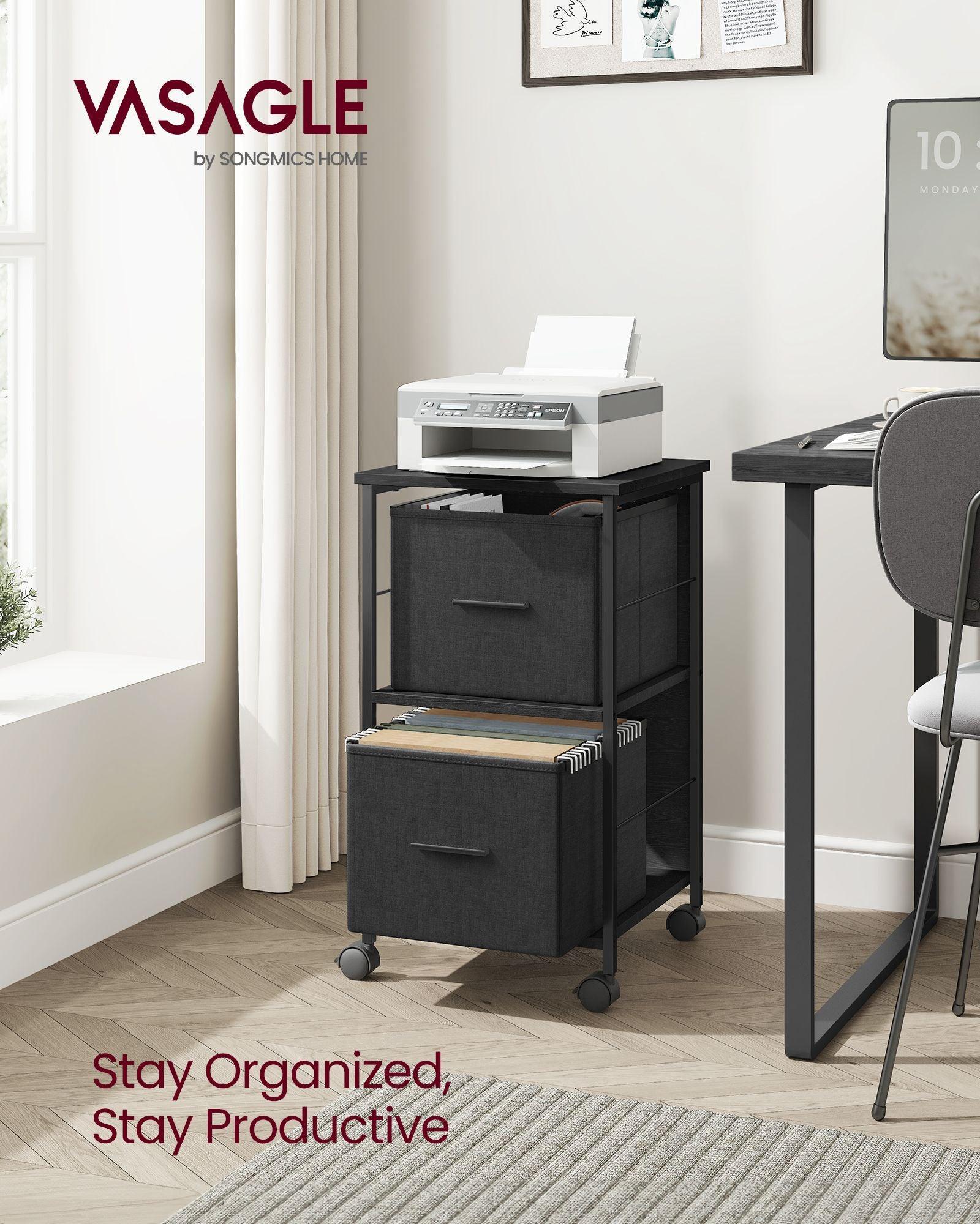 File Cabinet with 2 Drawers Ebony Black and Ink Black FredCo