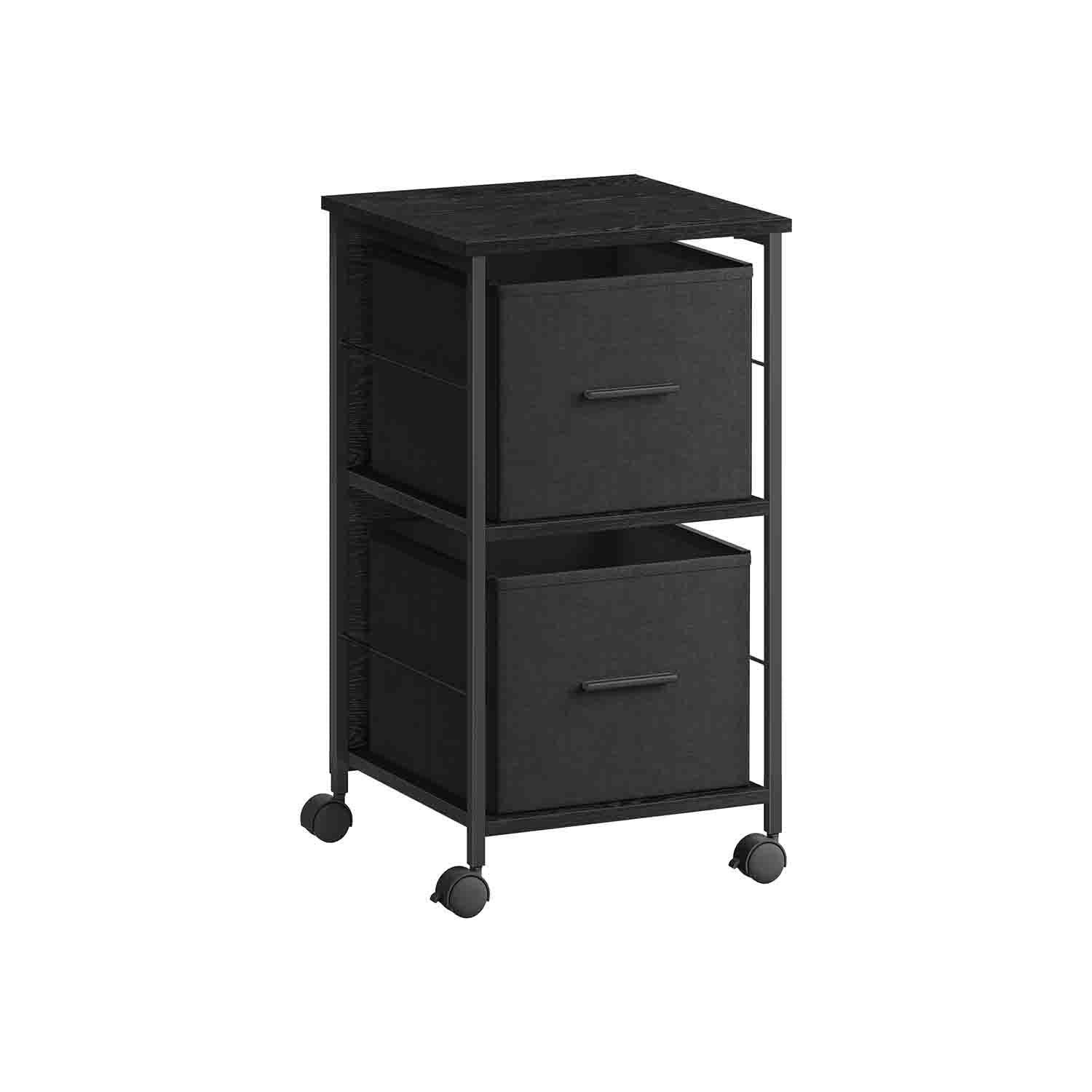 File Cabinet with 2 Drawers Ebony Black and Ink Black FredCo