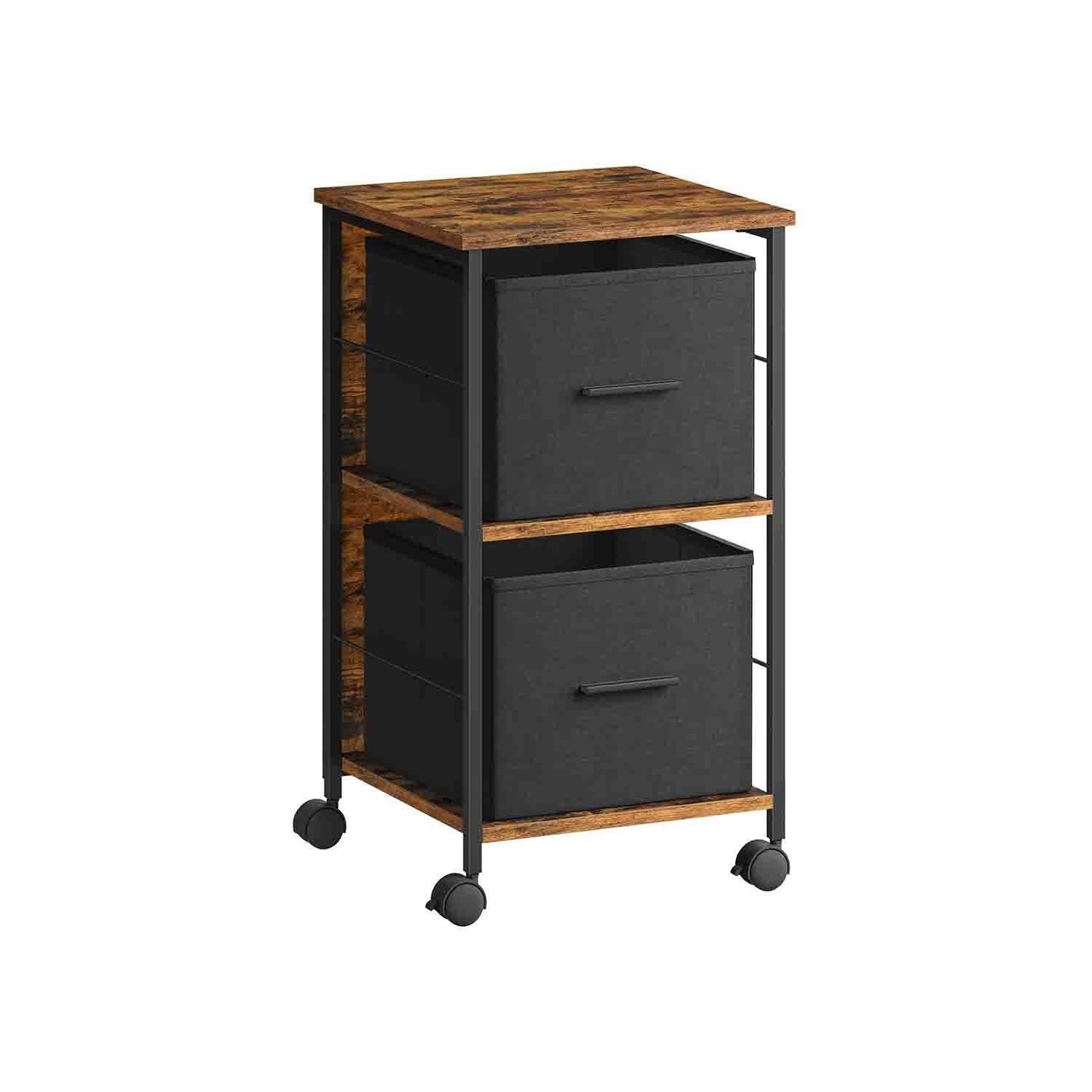 File Cabinet with 2 Drawers Rustic Brown and Ink Black FredCo