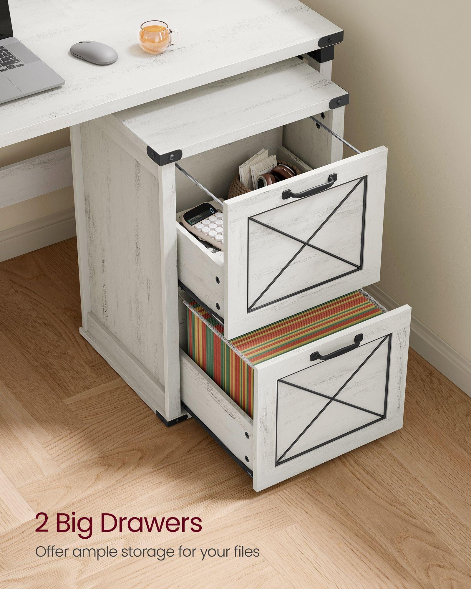File Cabinet with 2 Drawers Rustic White FredCo