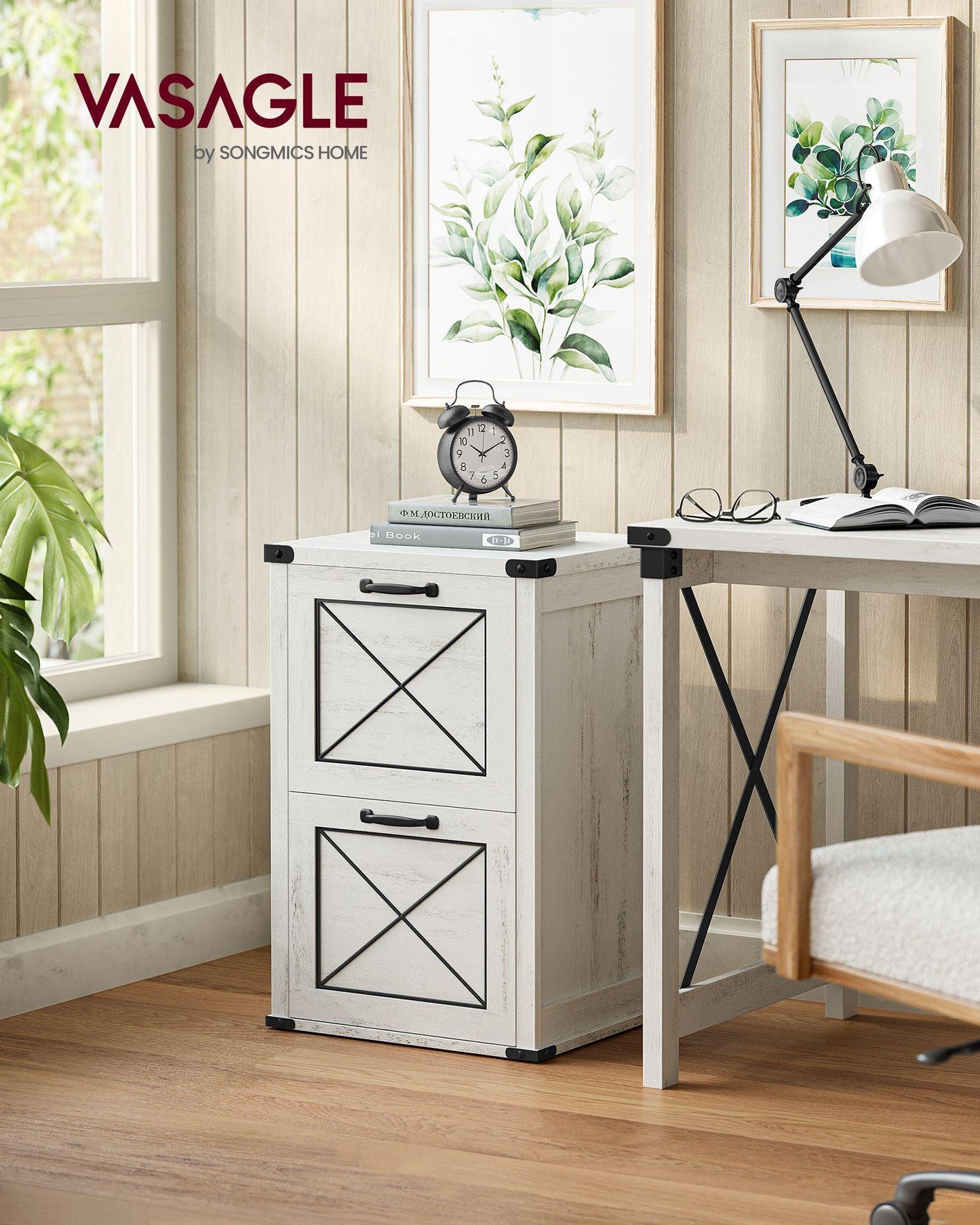 File Cabinet with 2 Drawers Rustic White FredCo