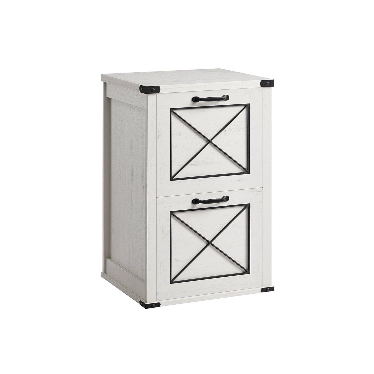 File Cabinet with 2 Drawers Rustic White FredCo