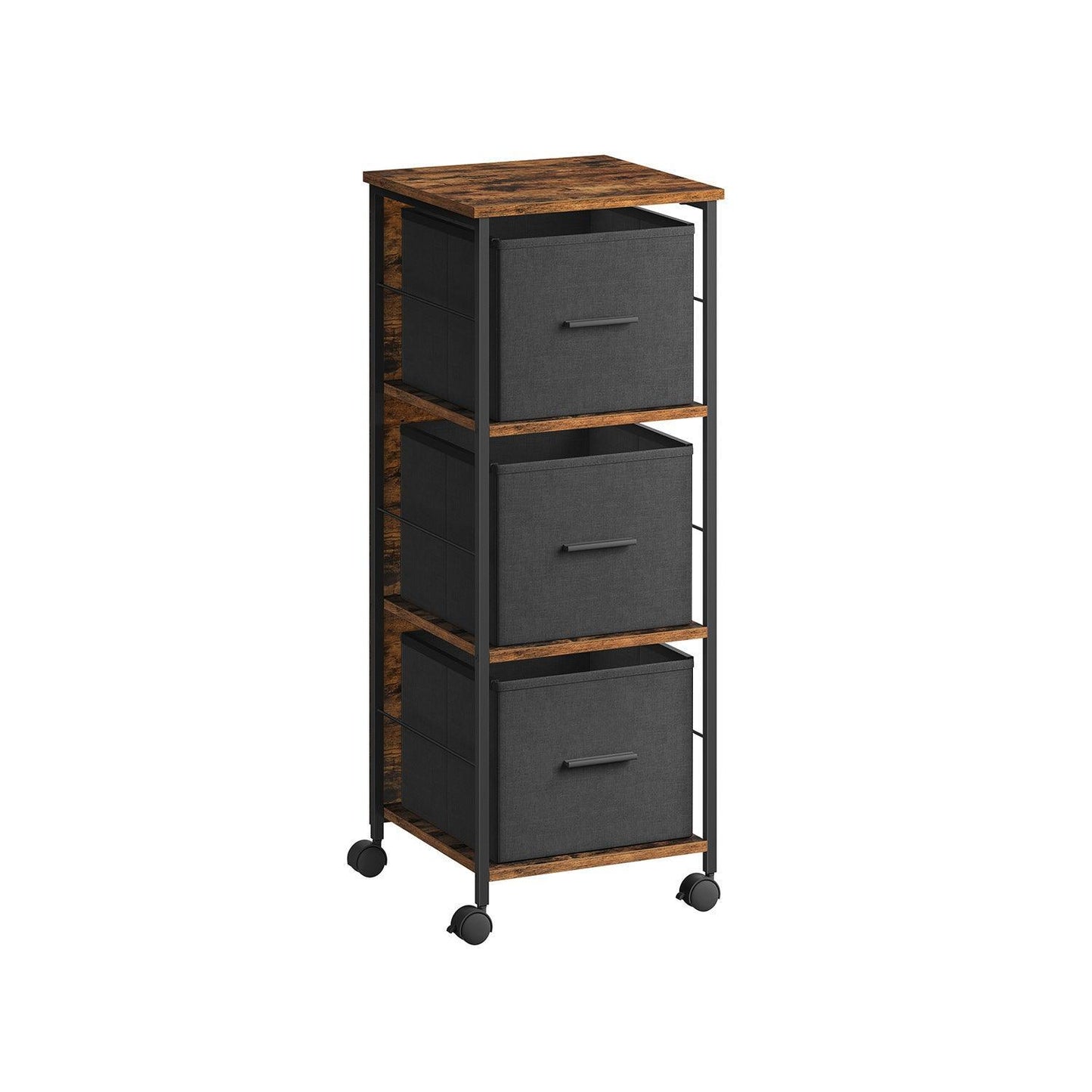 File Cabinet with 3 Drawers Rustic Brown and Ink Black FredCo
