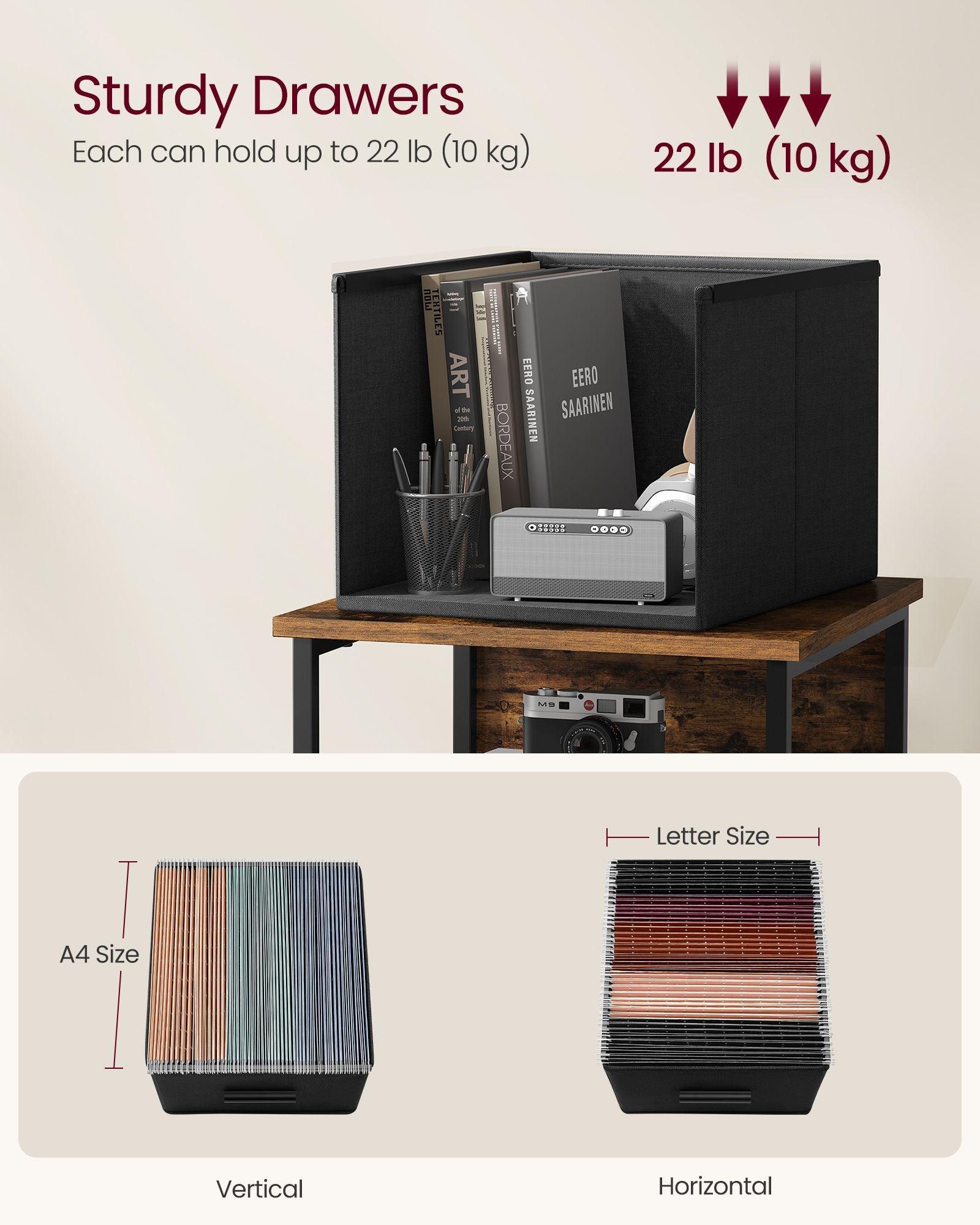 File Cabinet with 3 Drawers Rustic Brown and Ink Black FredCo