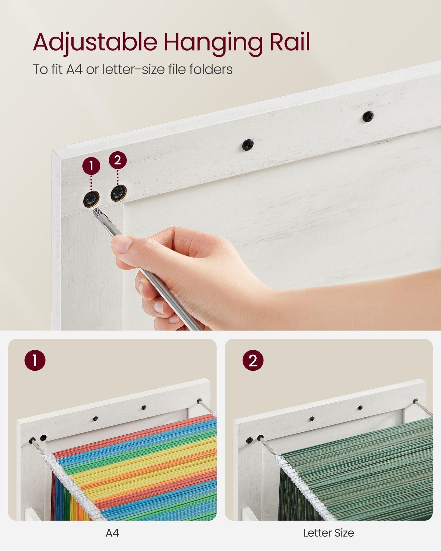 File Cabinet with 3 Drawers Rustic White FredCo