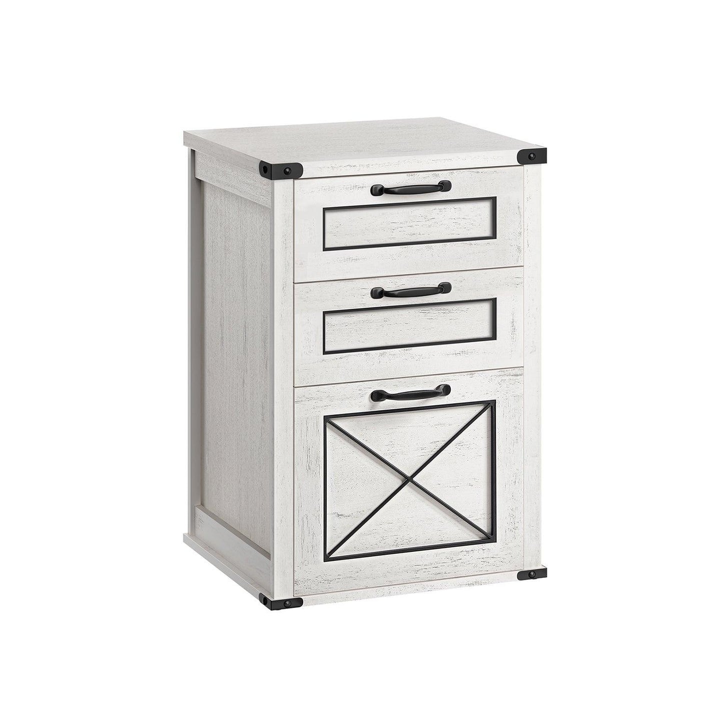 File Cabinet with 3 Drawers Rustic White FredCo