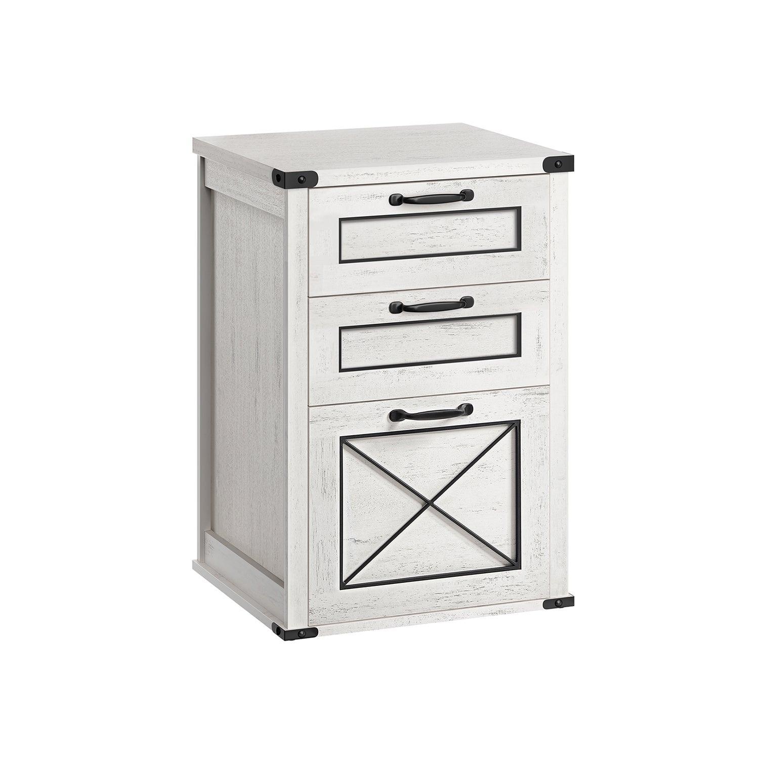 File Cabinet with 3 Drawers Rustic White FredCo
