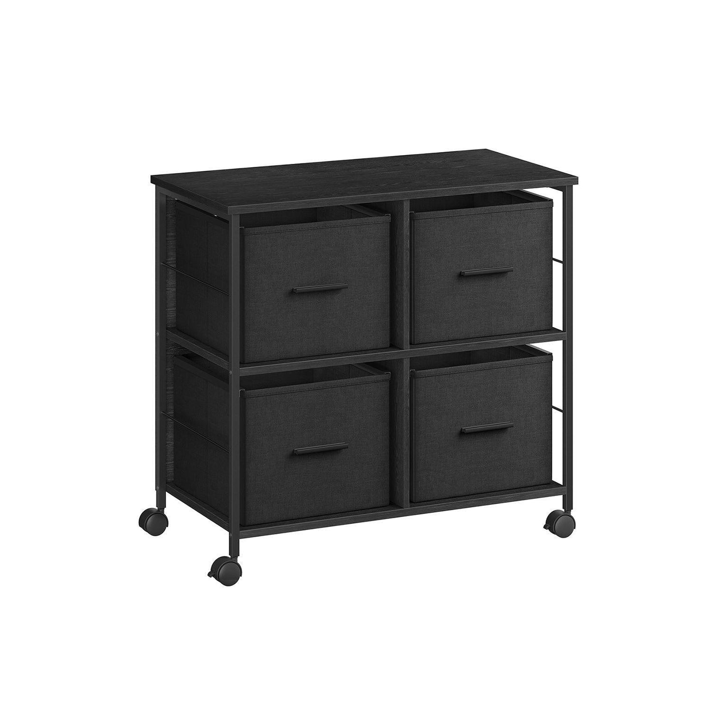 File Cabinet with 4 Drawers Ebony Black and Ink Black FredCo